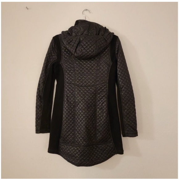 Saks Fifth Avenue Quilted Puffer Coat Hooded‎ Jacket Black - Picture 2 of 3